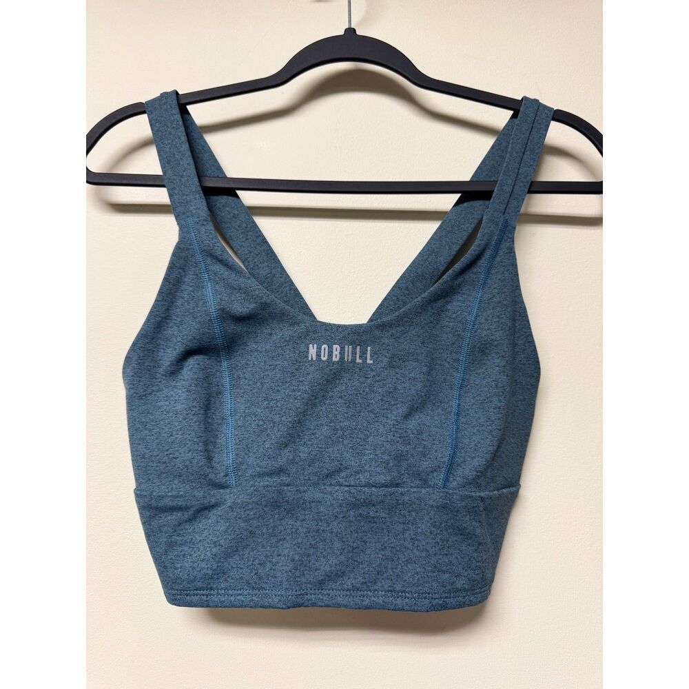 NOBULL Halter Sports Bra in Heathered Teal Green, Sz M